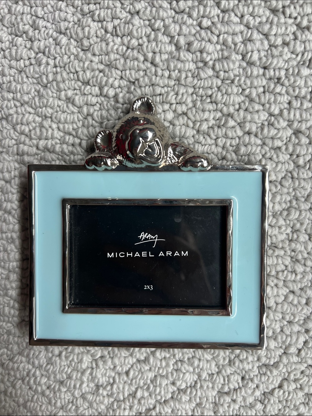 Michael Aram Blue and Silver Bear Accent Photo Frame